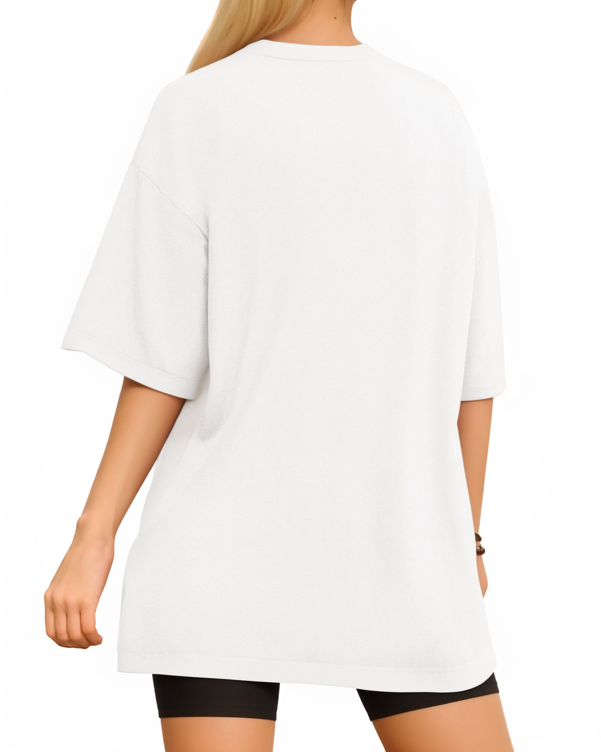 MANGOPOP Oversized T Short-Sleeve Crewneck Loose Fit Top A Short Sleeve Creamy White