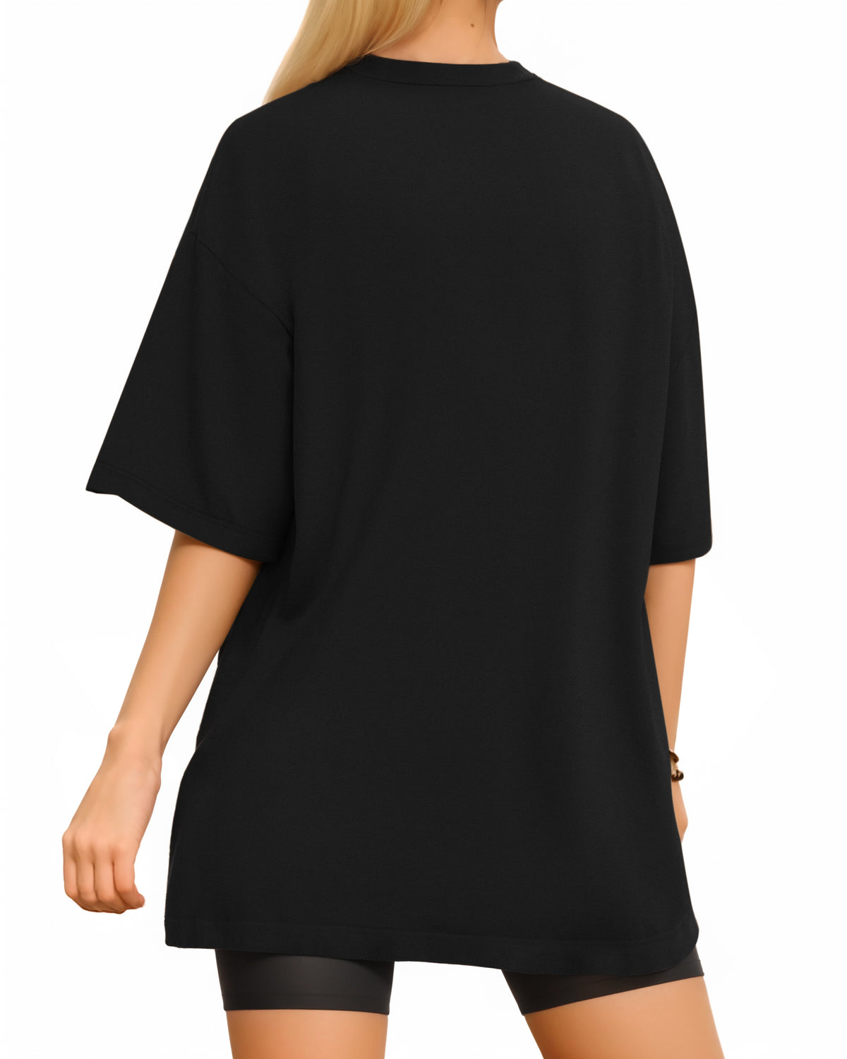 MANGOPOP Oversized T Short-Sleeve Crewneck Loose Fit Top A Short Sleeve Black