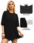 MANGOPOP Oversized T Short-Sleeve Crewneck Loose Fit Top A Short Sleeve Black