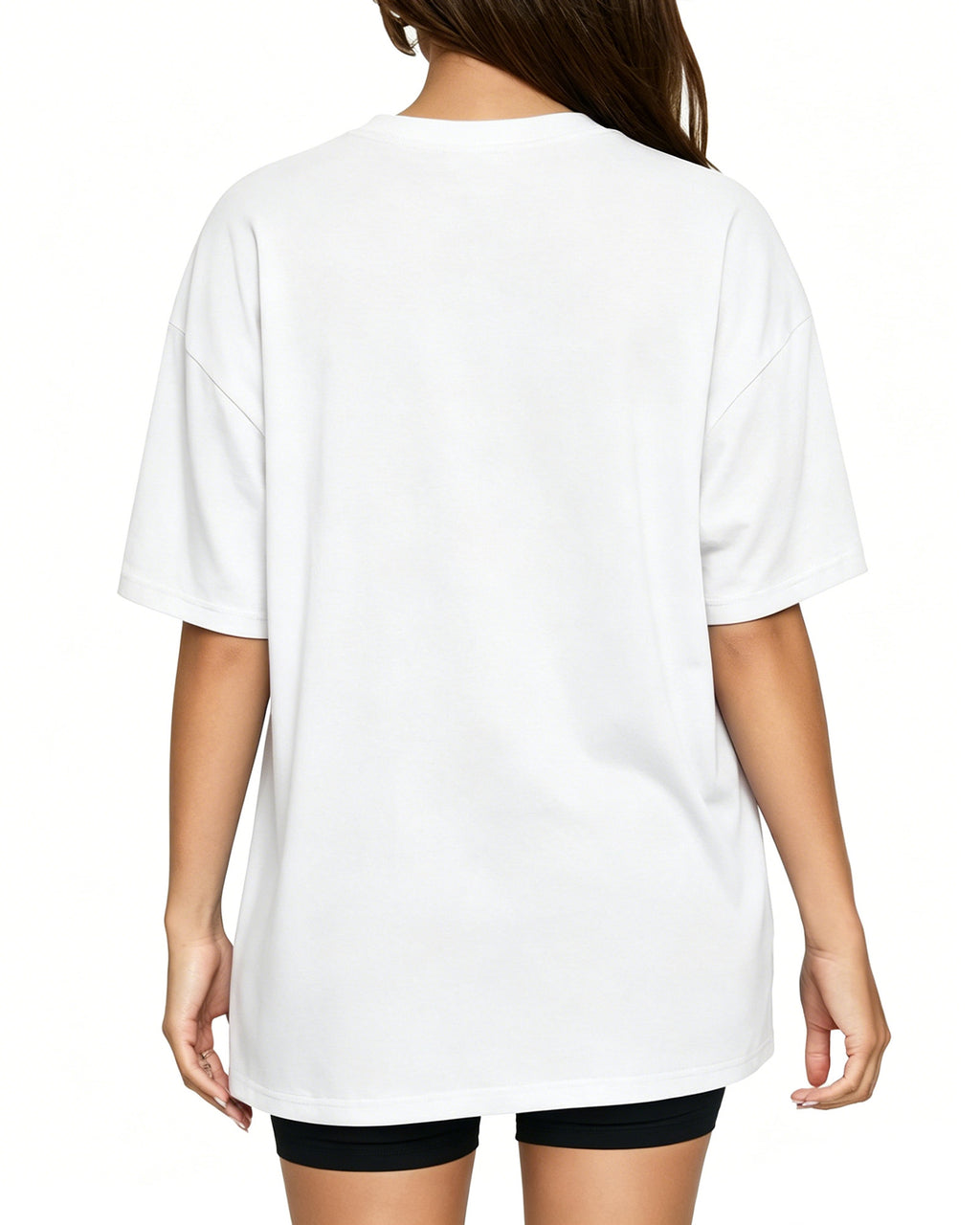 MANGOPOP Oversized V-Neck Half-Sleeve Gym Workout Loose Top Creamy White