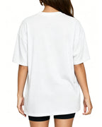 MANGOPOP Oversized V-Neck Half-Sleeve Gym Workout Loose Top Creamy White