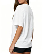 MANGOPOP Oversized V-Neck Half-Sleeve Gym Workout Loose Top Creamy White