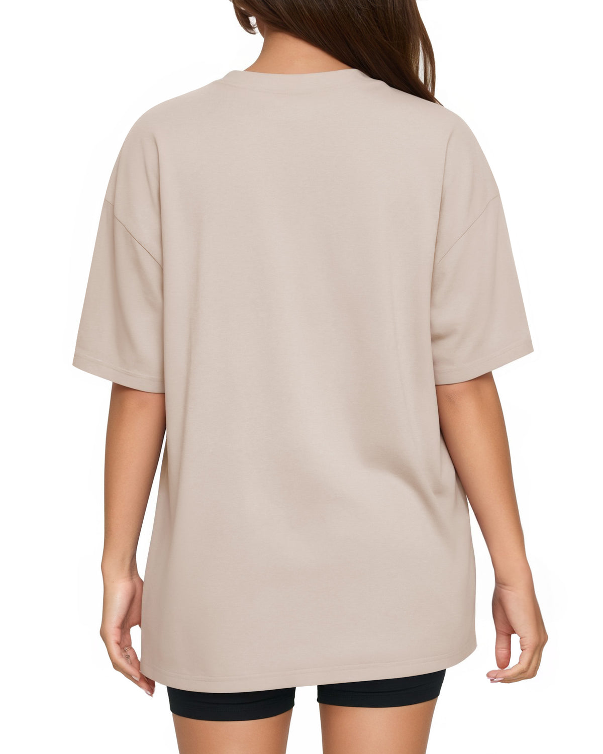 MANGOPOP Oversized V-Neck Half-Sleeve Gym Workout Loose Top Light Grey