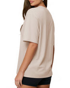 MANGOPOP Oversized V-Neck Half-Sleeve Gym Workout Loose Top Light Grey