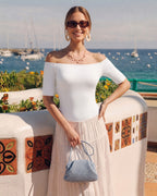 MANGOPOP Off-Shoulder Half-Sleeve Top White 5
