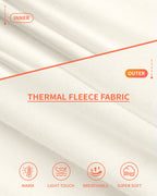 MANGOPOP Long-Sleeve Thermal Crew Neck Fitted Fleece Top White