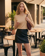 MANGOPOP 3/4 Puff Sleeve Tunic Light Came Blouse Light Camel
