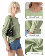 MANGOPOP 3/4 Puff Sleeve Tunic Light Came Blouse Sage Green
