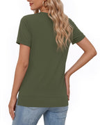 MANGOPOP Short-Sleeve Tunic T-Button Top Army Green