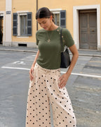 MANGOPOP Short-Sleeve Tunic T-Button Top Army Green