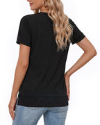 MANGOPOP Short-Sleeve Tunic T-Button Top Black