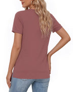 MANGOPOP Short-Sleeve Tunic T-Button Top Marsala