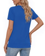 MANGOPOP Short-Sleeve Tunic T-Button Top Royal Blue