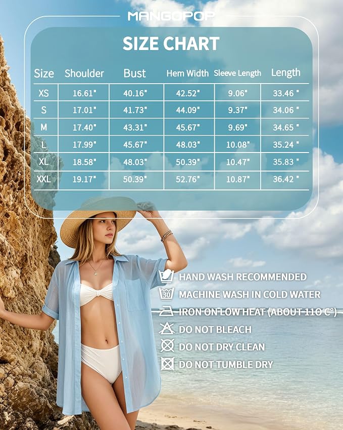 MANGOPOP Button-Down Swim Cover-Up Blue