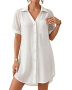 MANGOPOP Button-Down Swim Cover-Up White