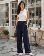 MANGOPOP Wide Leg Pants Woman High Waisted Slacks Trousers for Business Casual