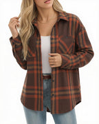 MANGOPOP Year-Round Flannel Shirt for Women - Lightweight Oversized Long Sleeve Button Down Plaid for Effortless Layering