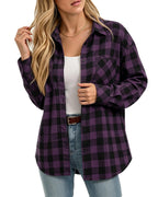 MANGOPOP Year-Round Flannel Shirt for Women - Lightweight Oversized Long Sleeve Button Down Plaid for Effortless Layering