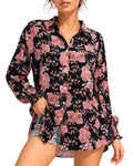 MANGOPOP Womens Floral Blouses Dressy Casual V Neck Button Down Shirts 2026 Boho Tops Fashion Clothing