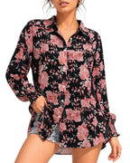 MANGOPOP Womens Floral Blouses Dressy Casual V Neck Button Down Shirts 2026 Boho Tops Fashion Clothing
