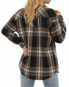 MANGOPOP Year-Round Flannel Shirt for Women - Lightweight Oversized Long Sleeve Button Down Plaid for Effortless Layering