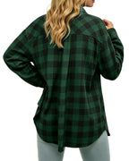 MANGOPOP Year-Round Flannel Shirt for Women - Lightweight Oversized Long Sleeve Button Down Plaid for Effortless Layering