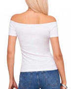 MANGOPOP Off The Shoulder Tops for Women Ruched Short Sleeve Going Out Shirt Cute Casual Basic Summer Outfits 2026