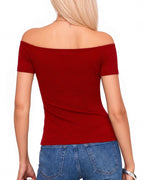 MANGOPOP Off The Shoulder Tops for Women Ruched Short Sleeve Going Out Shirt Cute Casual Basic Summer Outfits 2026