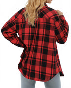 MANGOPOP Year-Round Flannel Shirt for Women - Lightweight Oversized Long Sleeve Button Down Plaid for Effortless Layering