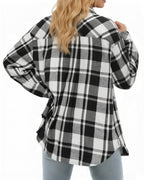 MANGOPOP Year-Round Flannel Shirt for Women - Lightweight Oversized Long Sleeve Button Down Plaid for Effortless Layering