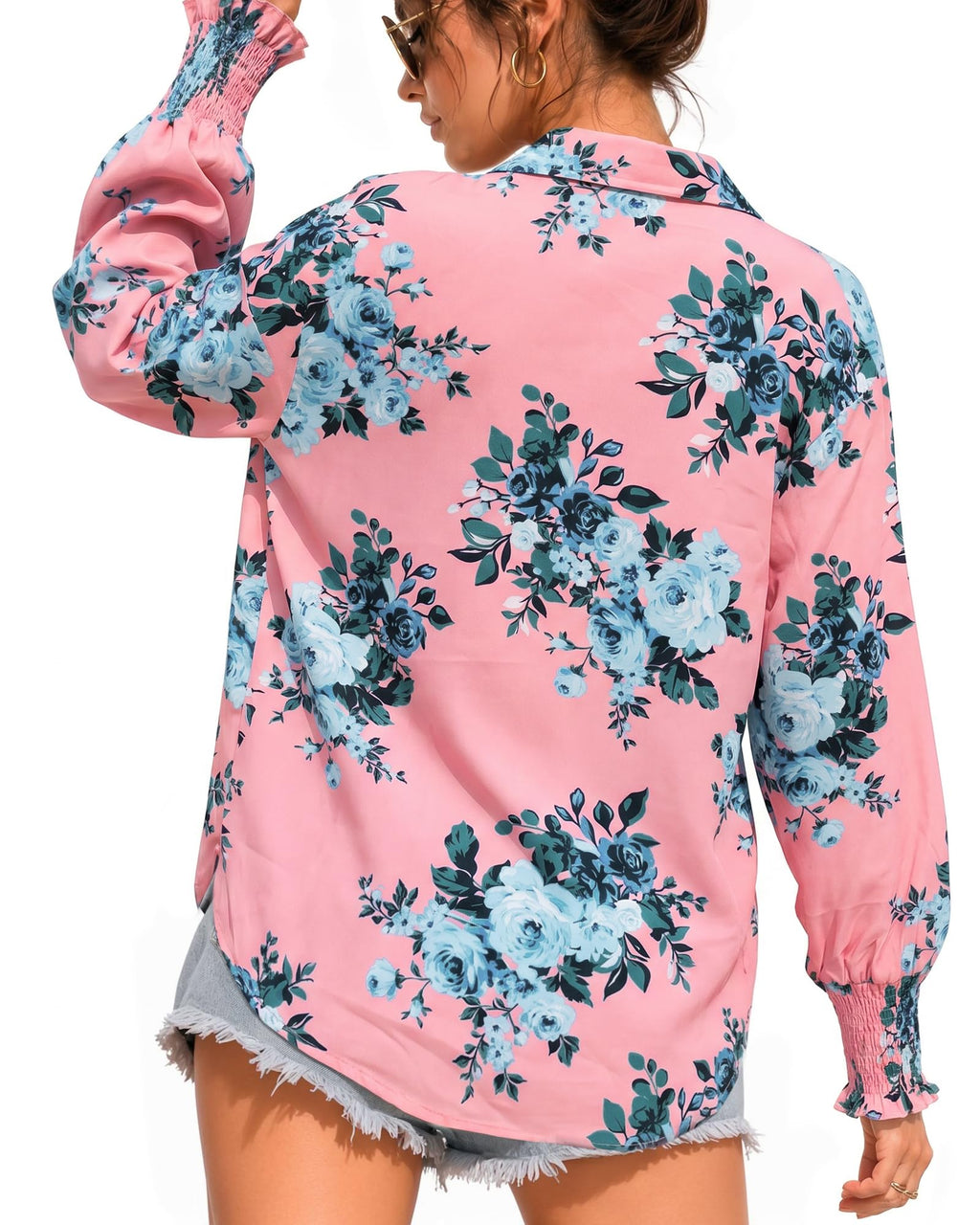 MANGOPOP Womens Floral Blouses Dressy Casual V Neck Button Down Shirts 2026 Boho Tops Fashion Clothing