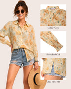 MANGOPOP Womens Floral Blouses Dressy Casual V Neck Button Down Shirts 2026 Boho Tops Fashion Clothing