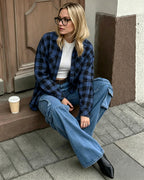 MANGOPOP Year-Round Flannel Shirt for Women - Lightweight Oversized Long Sleeve Button Down Plaid for Effortless Layering