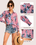 MANGOPOP Womens Floral Blouses Dressy Casual V Neck Button Down Shirts 2026 Boho Tops Fashion Clothing