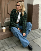 MANGOPOP Year-Round Flannel Shirt for Women - Lightweight Oversized Long Sleeve Button Down Plaid for Effortless Layering