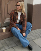 MANGOPOP Year-Round Flannel Shirt for Women - Lightweight Oversized Long Sleeve Button Down Plaid for Effortless Layering