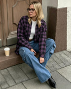 MANGOPOP Year-Round Flannel Shirt for Women - Lightweight Oversized Long Sleeve Button Down Plaid for Effortless Layering