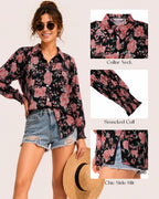 MANGOPOP Womens Floral Blouses Dressy Casual V Neck Button Down Shirts 2026 Boho Tops Fashion Clothing
