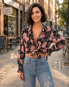 MANGOPOP Womens Floral Blouses Dressy Casual V Neck Button Down Shirts 2026 Boho Tops Fashion Clothing