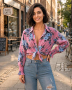 MANGOPOP Womens Floral Blouses Dressy Casual V Neck Button Down Shirts 2026 Boho Tops Fashion Clothing